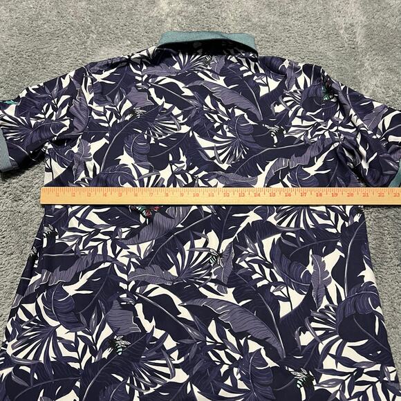 Greyson Golf Polo Shirt Mens Large Purple Lost World Abyss Tropical Butterfly - Picture 5 of 8